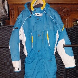 Men's Blue and White Ski Suit